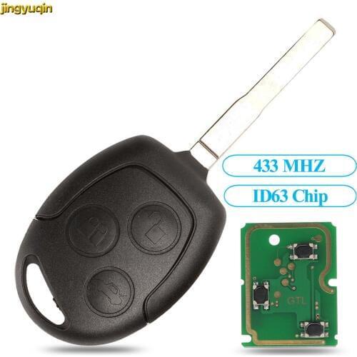 Jingyuqin Remote Key 433MHz ID63 40D Chip for Ford Focus Fiesta Mondeo 2001-2007 C MAX Fusion Transit KA FO21 3 Buttons