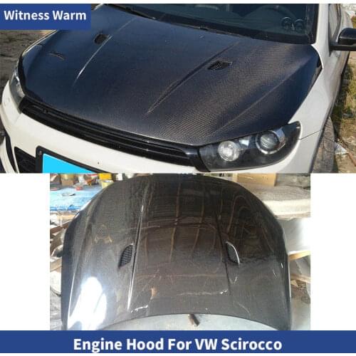 For Scirocco engine hood carbon fiber engine cover for Volkswagen Scirocco standard/R 2009-UP engine hood