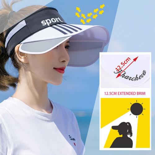 Women Summer Sun Visor Wide-Brimmed Hat Outdoor Cycling Baseball Sports Adjustable Fashion Lady Female UV Protection Beach Cap