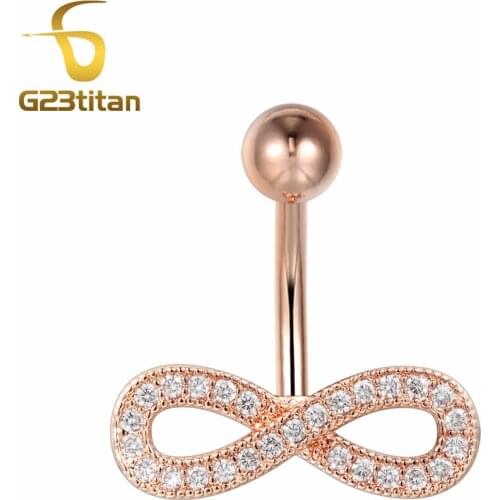 Classic Number Butten Belly Ring Womens Sexy Navel Hanging Pendant Rose Gold Stainless Steel Body Jewellry Piercing Chain