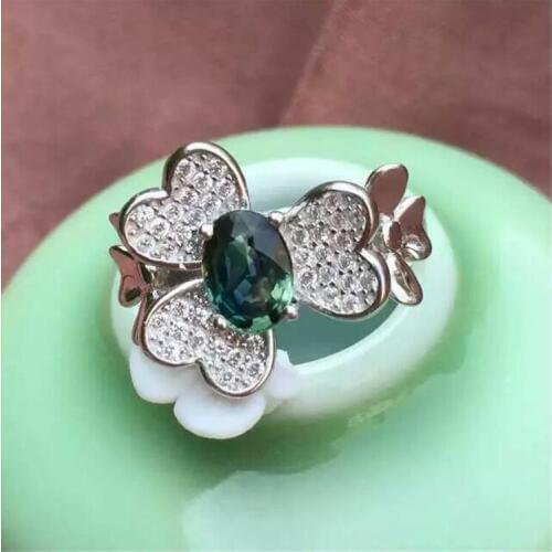 Sapphire ring Per Jewelry Natural and real sapphire 925 sterling silver 5*7mm For Your Lovely Girl