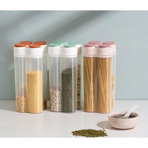 Kitchen Storage Box Food Storage Tank Grains Moisture-proof Sealed Tank Transparent Storage Box Compartment Storage Containers