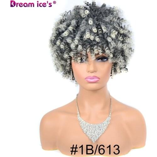 6Inch Short Afro Kinky Curly Wig Human Blend Hair for Women 6 Colors Available Black Natural Afro High Temperature Hair Cosplay