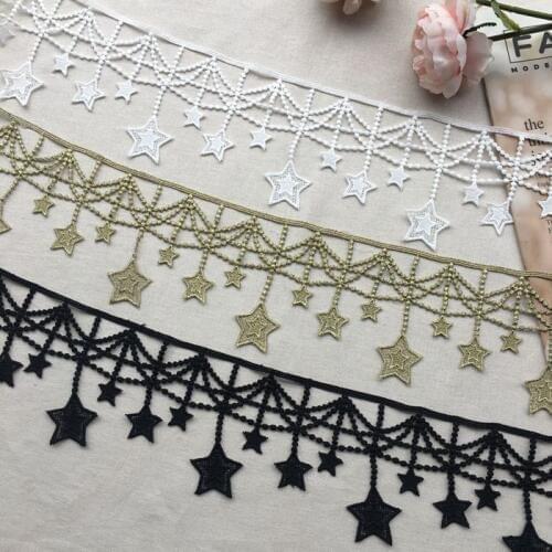 LASUI 5 yards/1 lot width10.5 cm Exquisite Embroidey Star Water Soluble Lace trim DIY dress, skirt, curtain, accessories 0351