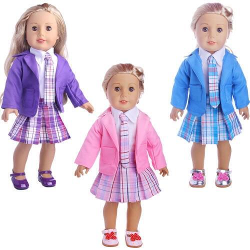 Luckdoll Hot Sale Doll Uniform Princess Dress 4pcs + Shoes for 18 Inch American Doll Accessories Best Christmas Gifts
