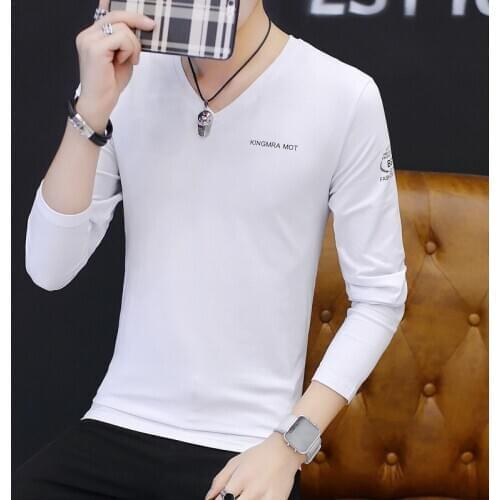 T Shirt Men Mens Autumn Long Sleeve T-Shirt Black Grey Navy Blue Tshirt T Shirts New Fashion V-Neck Casual Solid