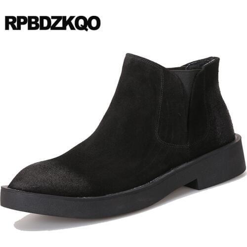 Autumn brown warm european vintage booties designer short shoes black british style suede 2018 slip on winter men boots with fur