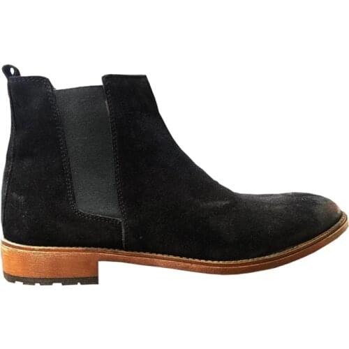 Mens Black Suede Genuine Leather Chelsea Boots MRC3836SİYAHSÜET