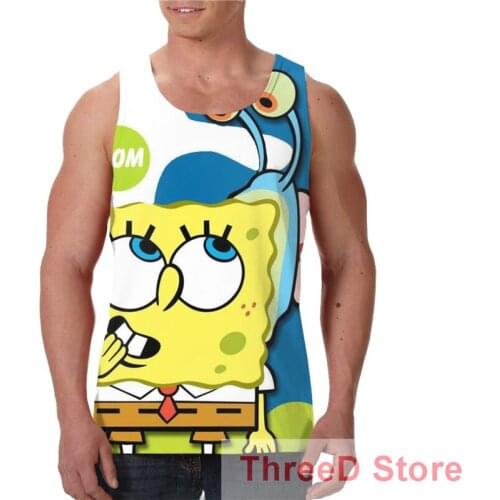 New Arrival Summer Bodybuilding Spongee 3D Printed bob Men Vest Compression Shirts Male Singlet Tops&Tees Fitness Bodybuilding