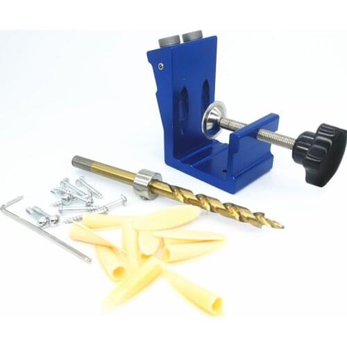9mm Pocket Hole Puncher jig kit Angle Drill Guide Set Mini Style Woodworking Joinery Punch Locator with Accessories