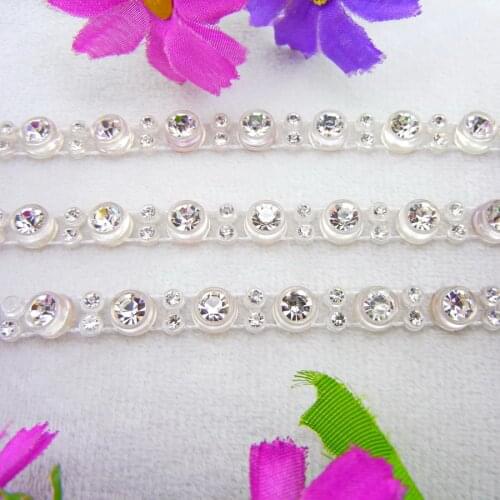 One big & two small rhinestones clear Sew On glue on Plastic rhinestone chain string banding applique garments shoes diy trim