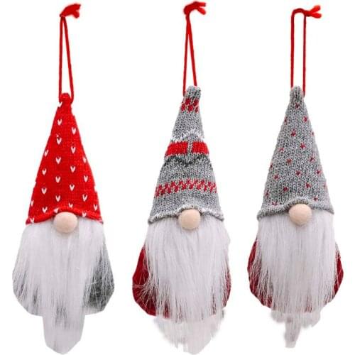 Christmas Swedish Gnome Santa Plush Doll Ornaments Hanging Xmas Tree Decor