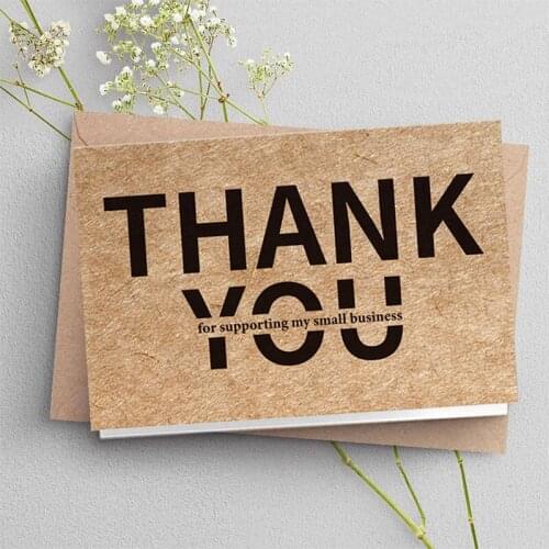 30pcs/pack Thank You Cards for Business Kraft Paper Thanks Greeting Card Appreciation Cardstock Gift Package Decoration Cards