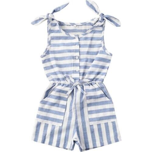 Pudcoco Toddler Kid Baby Girl Stripe Clothes Sleeveless Romper 2020 New Casual One-piece Jumpsuit Summer Outfit