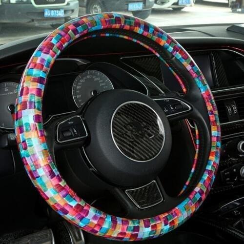 Colorful Car Steering Wheel Covers Anti-slip Car Styling Fashion Women PU Leather Steering Covers Universal Interior Accessories