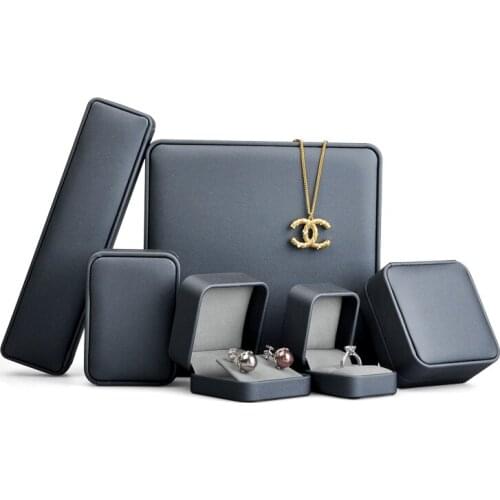 Oirlv Gray Blue Jewelry Box New Round PU Leather Ring Earrings Bracelet Necklace Jewelry Box Birthday Gift
