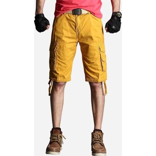 2021 New Men Summer Military Cargo Shorts Trousers Loose Fit Bermuda Masculine Casual Big Multi-pocket Baggy Cargo Shorts;ZA479