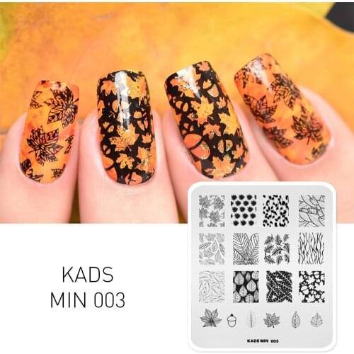 US Warehouse 1pc Leaves Theme Various of Leaf DIY Image Stencil Nails Tool Nail Art Stamping Plate