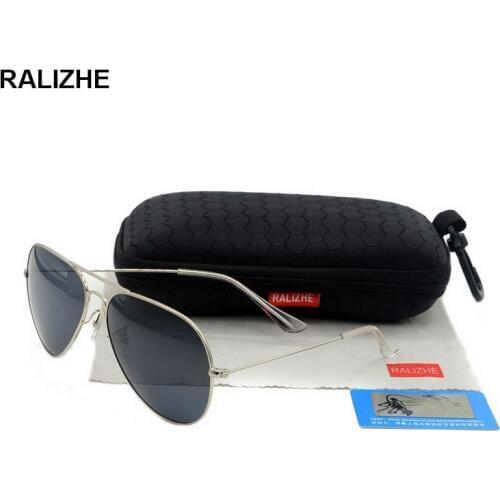 Mens Womens Aviation Metal Alloy Polarized Sunglasses Luxury Retro Classic Sun Glasses Silver Large Frame Black HD TAC Lenses