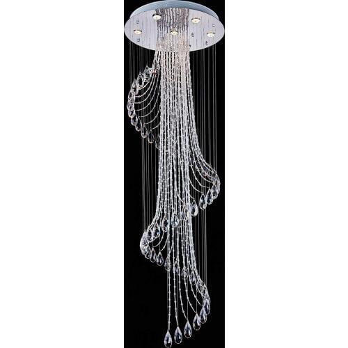 Modern K9 Crystal Spral Raindrop Chandelier Lighting Flush Mount Light Fixture Pendant Lamp for Dining Room Bathroom