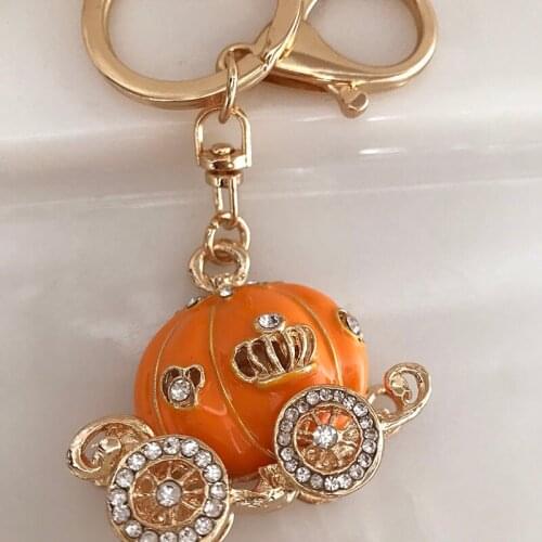 Rhinestone enamel pumpkin keychain/2021 luxury brand jewelry/chaveiro/llaveros/porte clef marque/strass/birthday souvenirs/gift