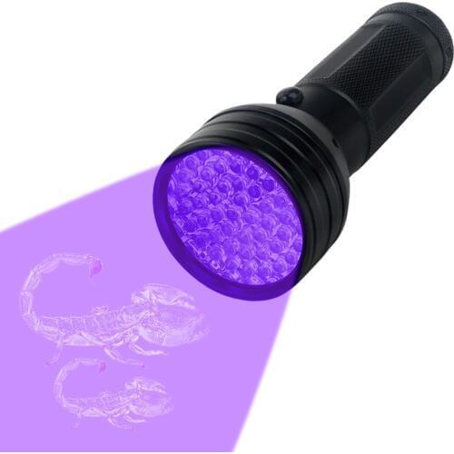 Ultraviolet Led Flashlight Blacklight 51LEDs Waterproof Ultra Violet Invisible Ink Marker Detection Torch Light UV Lamp