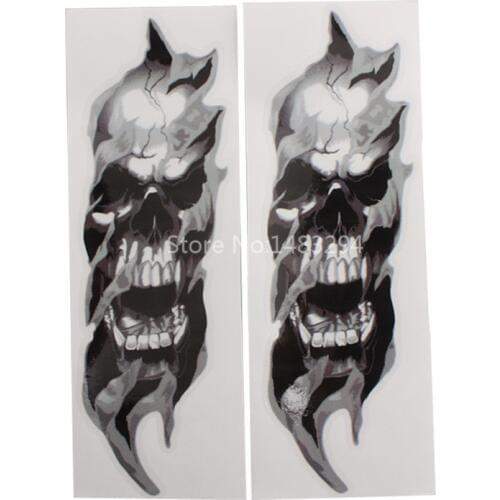 Pair FORK SKULLS Decals Fits For Harley Davidson Sportster Softail Dyna Electra Glide