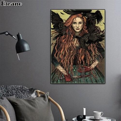 Crow and Woman Canvas Painting Lion Poster HD Animal Figure Abstract Art Print Nordic Wall Art Aesthetic Room Decor Picture