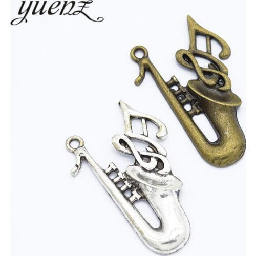 YuenZ 4pcs 2 colour Antique silver Plated Charms Saxophone Pendants for Jewelry Making DIY Handmad 39*27mm P124