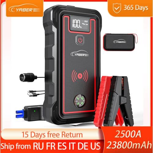 YABER Car Battery Jump Starter Portable Charger 2500A 23800mAh, Car Booster UP All Gas or 8.0L Diesel)Battery Booster Jumper