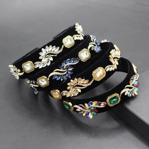 New palace style fashion baroque square rhinestone geometric personality headband ladies prom casual gift hair accessories 807