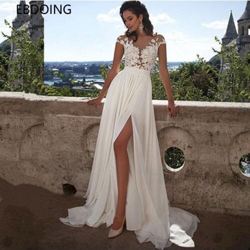 Charming Wedding Dress Lace A-line Vestidos De Novia Short Sleeves Court Train Plus Size Custom Made Newest Long Wedding Grow