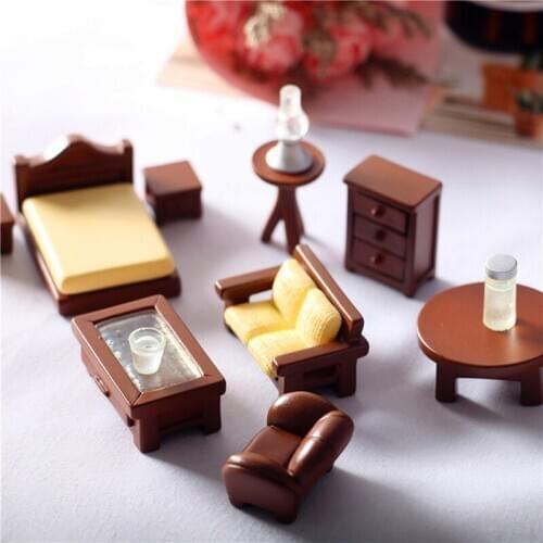 1/12 Dollhouse Mini Wooden Stool Simulation Chair Furniture Model Set For Dollhouse Decals New