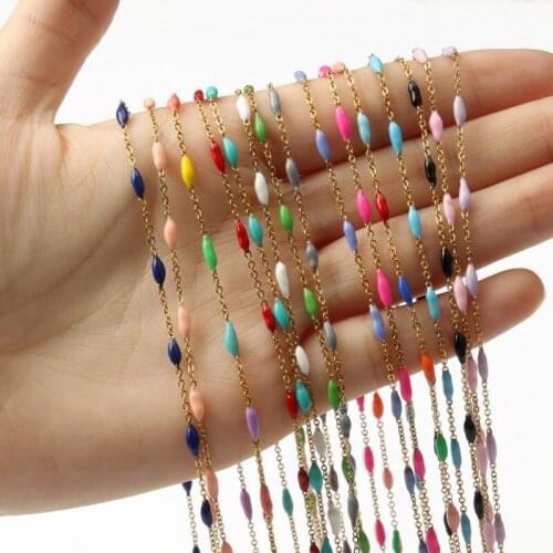 1 Meter Gold Plated Wire Wrapped Rosary Drop Oil Chain Water Drop Beads Chains For Jewelry Making Handmade DIY Bracelet Necklace