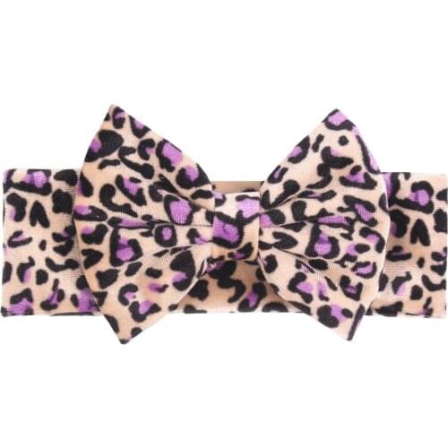 1 PC Leopard Floral Headband Children Girls Bow Knot Headband Elastic Hairband Soft Turban Headwrap Hair Accessories hair band