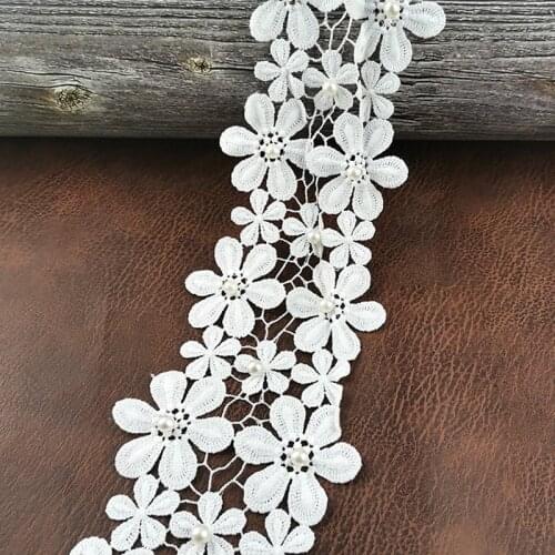 1 Yard/Pack) Cotton Trim Lace Fabric Webbing Pearl Decoration Love Gift Ribbons Crafts