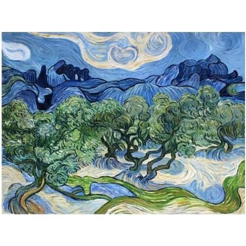100% Handpainted Landscape Oil Painting on Canvas Vincent Van Gogh Painting Olive Trees with the Alpilles in the Background