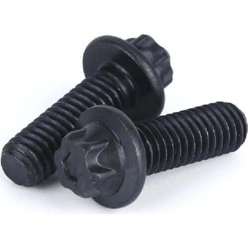 30pcs/lot M5 M6*14/18/20/26/43 12.9 Level Outside the Six Flower Flange Bolts / Plum Hexagonal Flange Screws