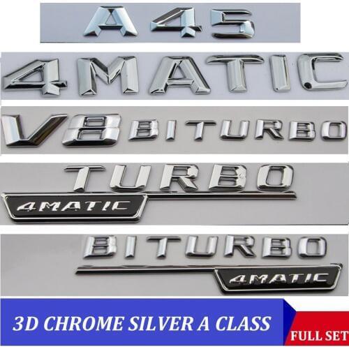 3D Chrome W177 W176 Emblem A45 A200 A180 A250 Letter Auto Car Stickers Badge Logo Emblema CLA CLK For Mersedes Mercedes Benz AMG