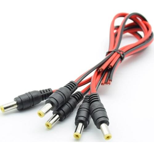 5pcs DC power male cable 12V Plug DC male Adapter cable Plug Connector for CCTV Camera DC plug male 5.5*2.1mm 5.5x2.1