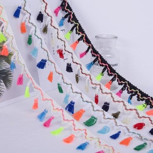 5yard price Tassel lace ethnic style cotton webbing handmade DIY material fabric accessories tablecloth curtain decoration lace