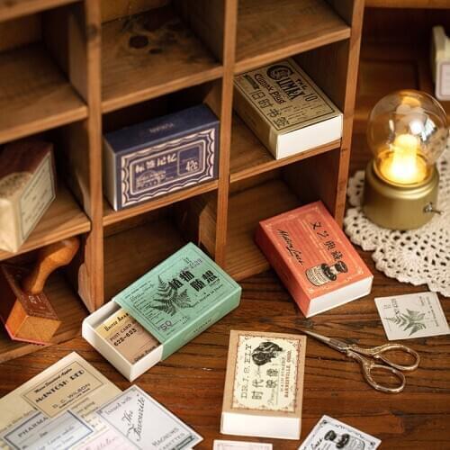 60pcs Retro Matchbox Stamp Paper Sticker Decoration Diy Ablum Diary Scrapbooking Label Sticker Kawaii Stationery
