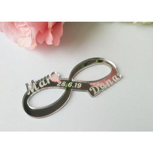 Acrylic Custom Mirror, Engraved Acrylic Mirror Bride Groom Names Save the Date Magnet for Table Settings Souvenirs Gifts