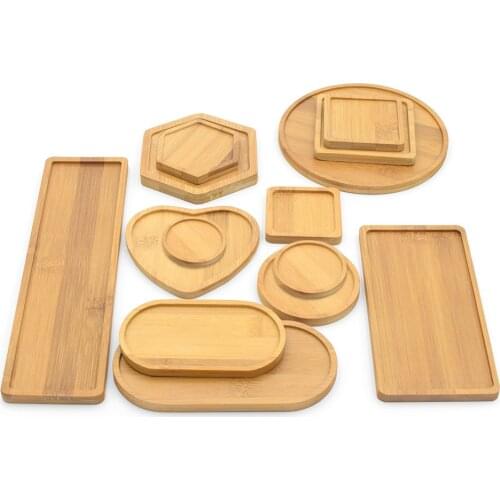 2Pcs Bamboo Home Mini World Garden Decoration Pot Trays Miniature Figurines Flowerpot Plate DIY Accessories Ornaments