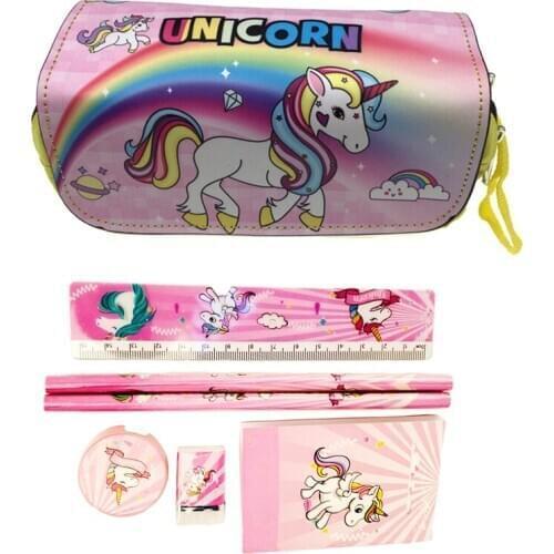 1 set pink unicorn Type kids Pencil Case children Kawaii grils stationery set cartoon pencil bag teenager estojo escolar
