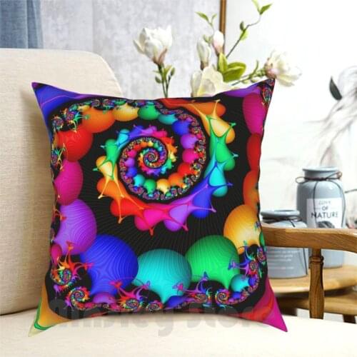 Spin Of The Rainbow Pillow Case Printed Home Soft DIY Pillow cover Rainbow Color Abstract Fractal Wallpaper Spiral Lines