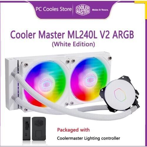 Cooler Master ML240L V2 ARGB White CPU Water Liquid Cooling With controller 120mm 5V Addressable RGB fan For 2066 2011 1200 AM4