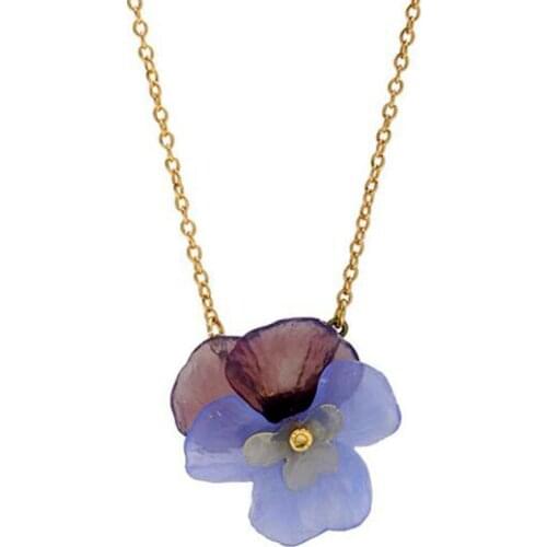 CSxjd Genuine Metal bronze Pansy necklace three flowers plant simple temperament creative female accessories