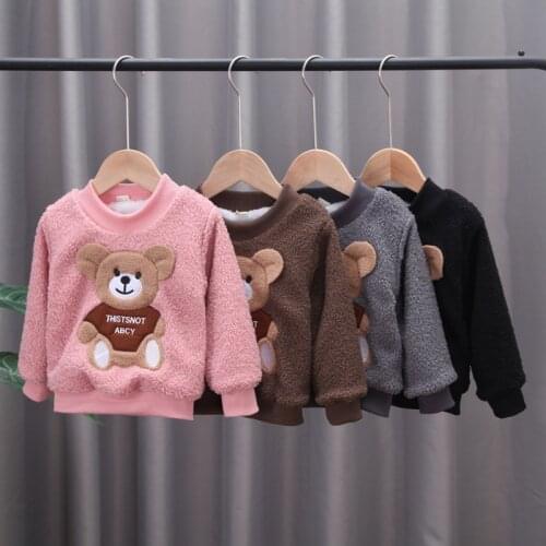 Childrens Clothing 2021 New Boys Clothes Cartoon Hoodies Soft Korean Style Boys Long Sleeve Sweater Cute Bear Look Boys Top