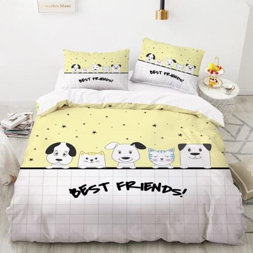 Animal Cartoon Kids Bedding set for children baby girls Duvet cover set pillow case Bed linens Quilt cover 240x220 140x200 dog